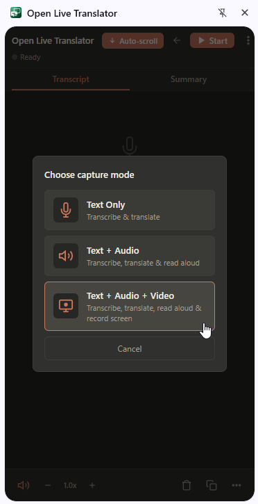 Extension UI — chooseMode