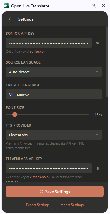 Extension UI — setupKeys