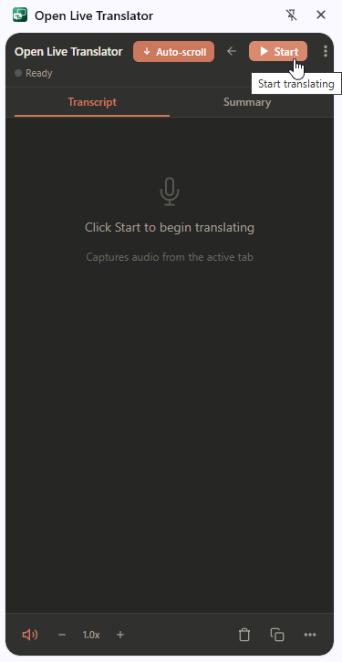 Extension UI — startCapture